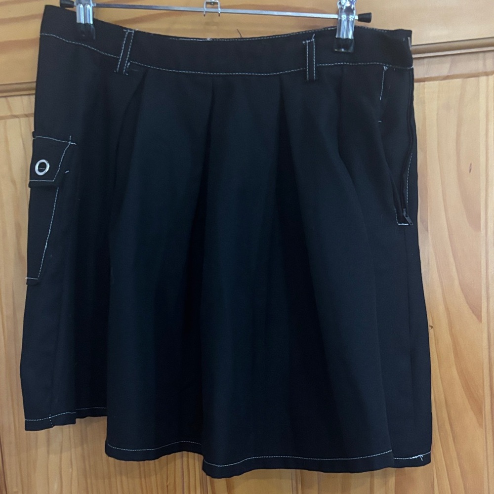 Hot Topic Black A-Line Skirt with Stitch Detail